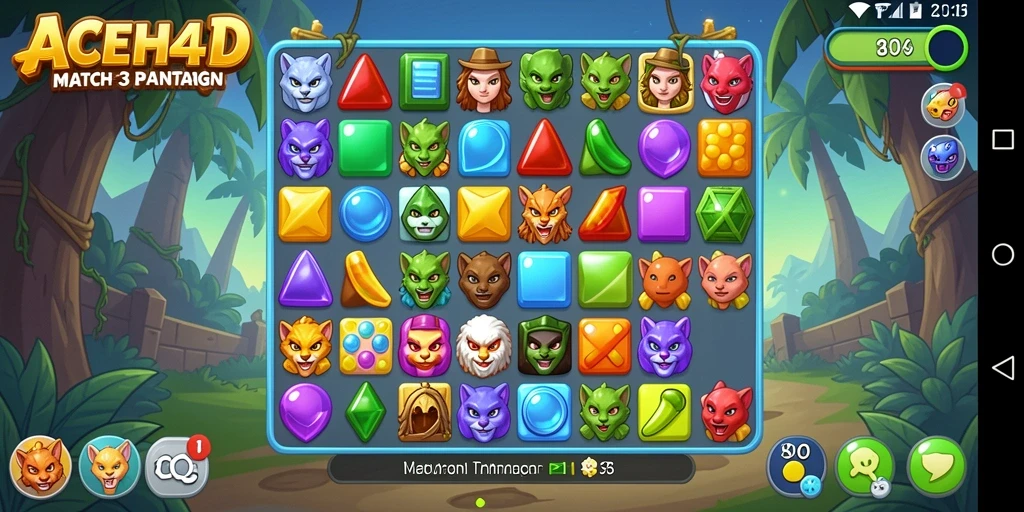Tangkapan layar utama ACEH4D menampilkan gameplay menarik dalam permainan Match-3.