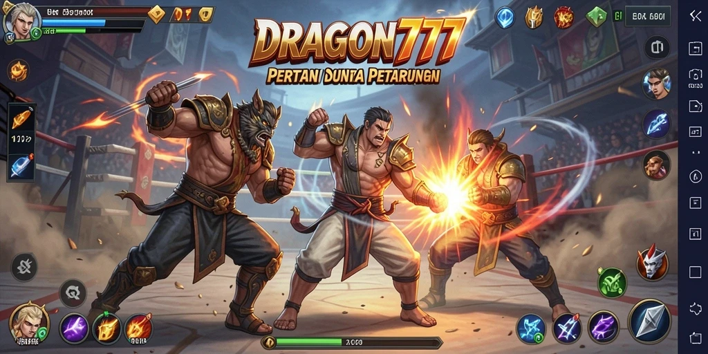 Tampilan gameplay seru dalam DRAGON777 dengan pertarungan yang intens.