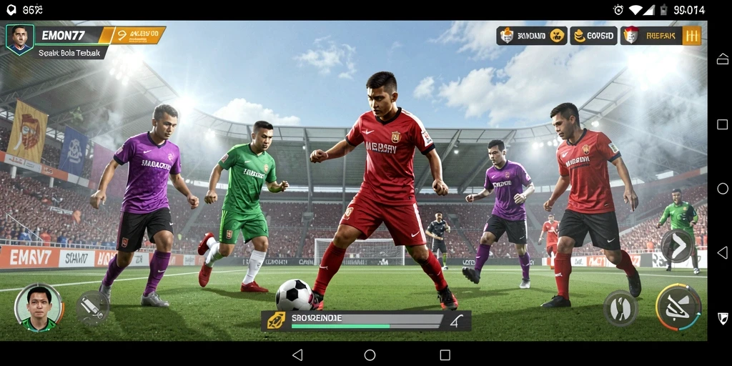 Screenshot EMON77 menampilkan pemain sepak bola dalam aksi di lapangan.