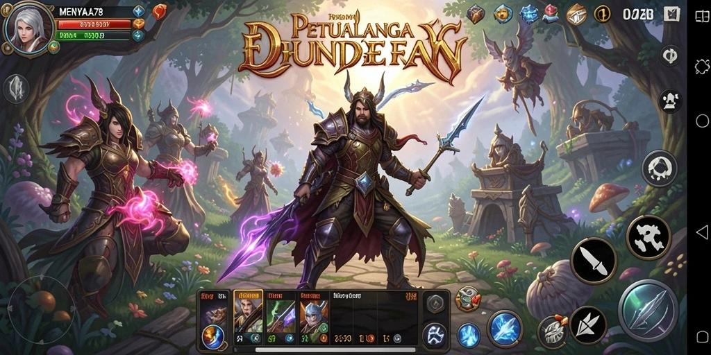 Tampilan utama gameplay MENYALA78 yang menawan dan penuh aksi RPG.