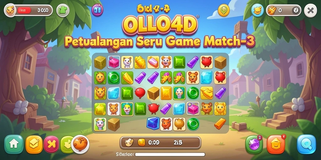 Screenshot gameplay OLLO4D menampilkan aksi mencocokkan elemen yang seru.