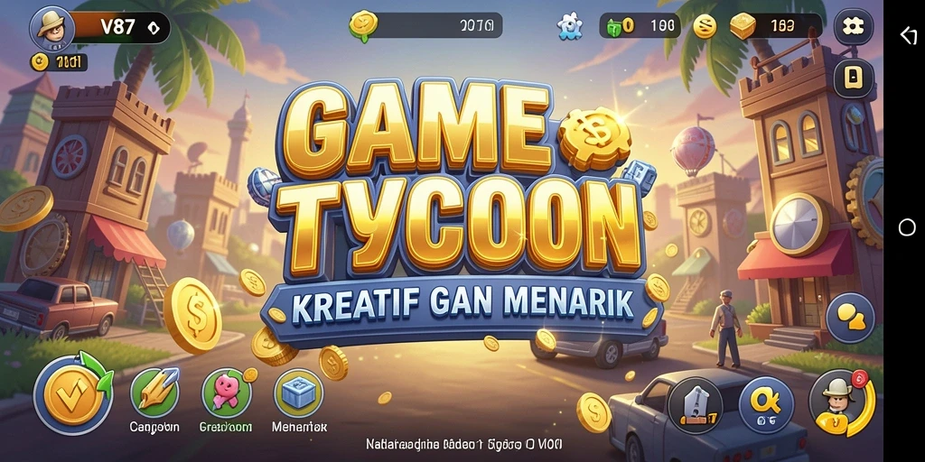 Tampilan gameplay V87 yang menarik saat mengelola bisnis Tycoon.