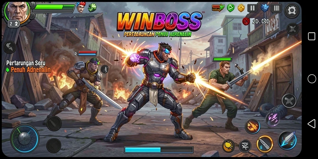 Tampilan aksi seru dalam permainan WINBOSS yang memukau.
