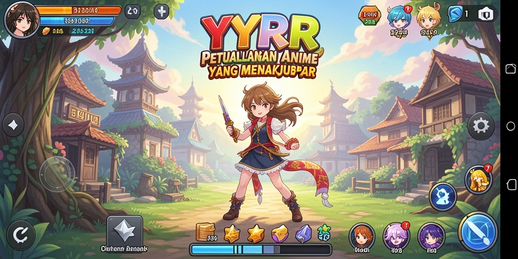 Tangkapan layar gameplay YYRR menunjukkan dunia anime yang menakjubkan